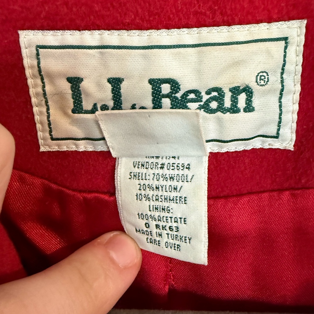 LL Bean Women's Classic Red Wool & Cashmere Blend Pea Coat Size 6 - Picture 4 of 6
